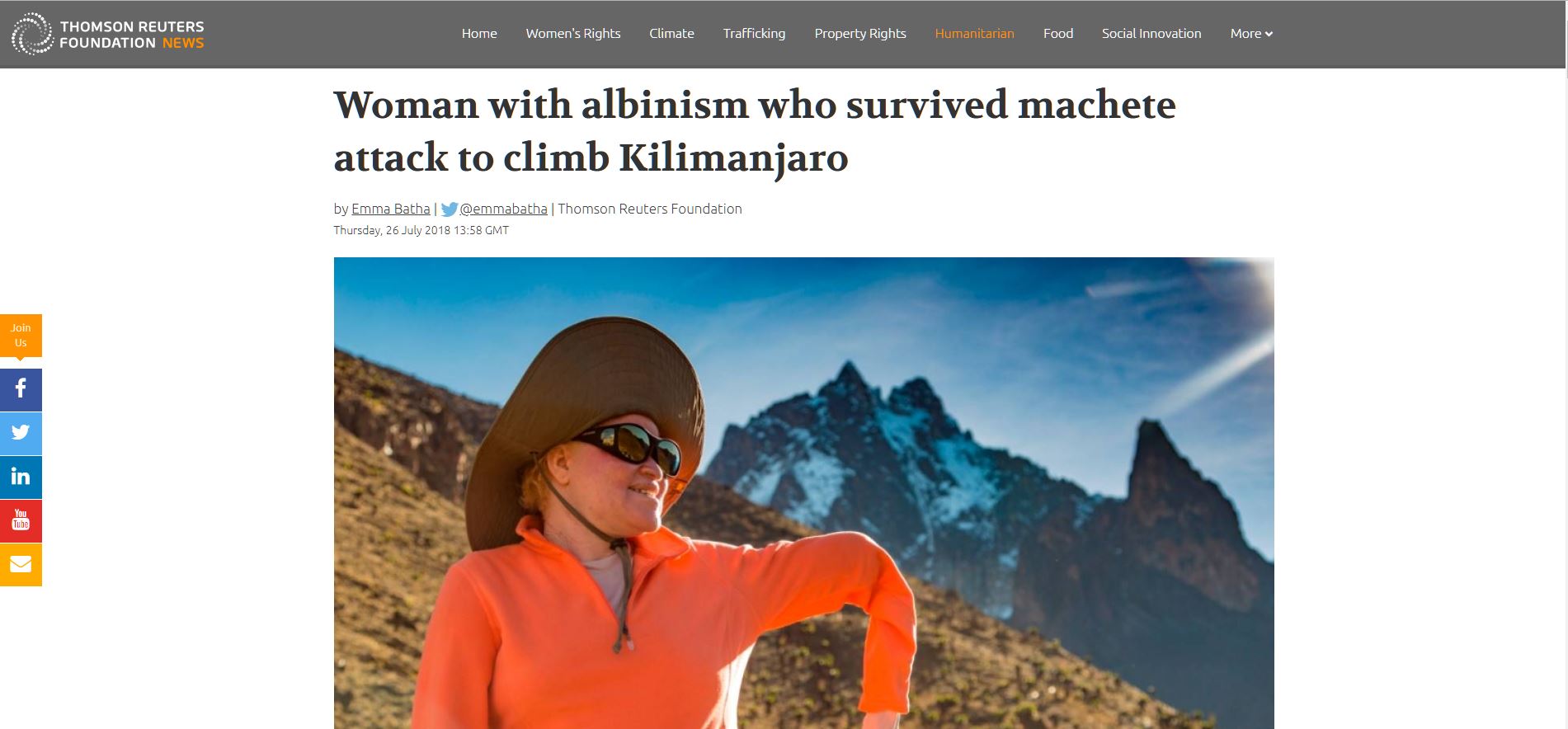 Woman with albinism who survived machete attack to climb Kilimanjaro